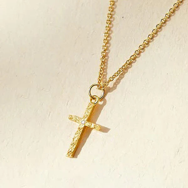 14k Initial & Cross Necklace Set