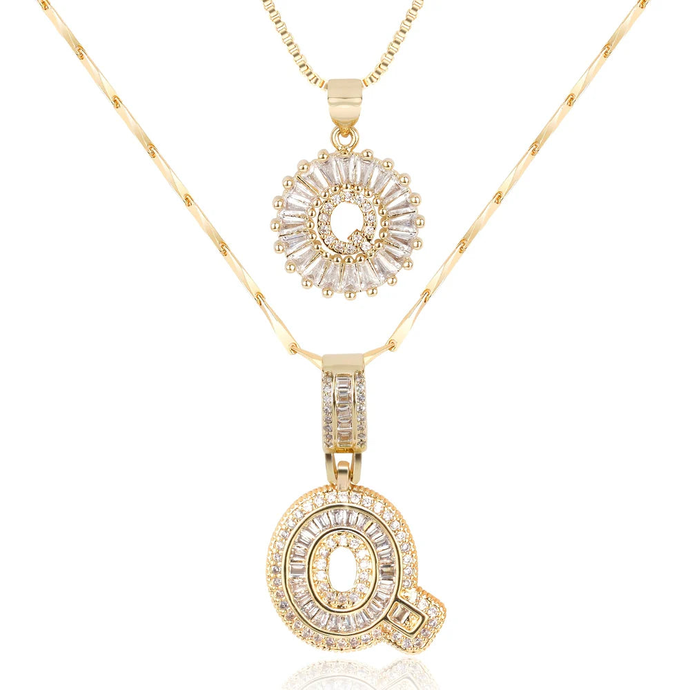 14k Diamond Initial Necklace Set