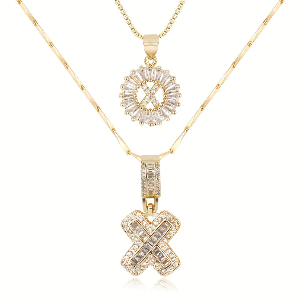 14k Diamond Initial Necklace Set