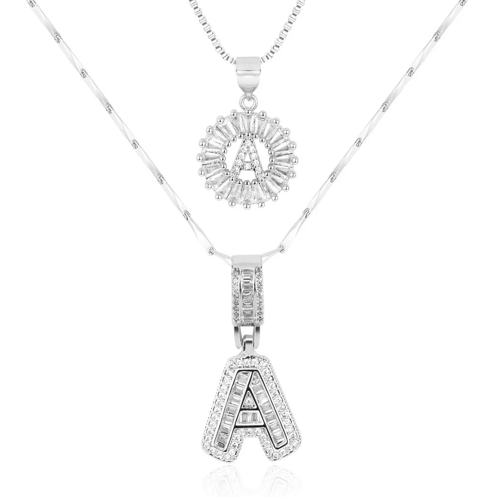14k Diamond Initial Necklace Set