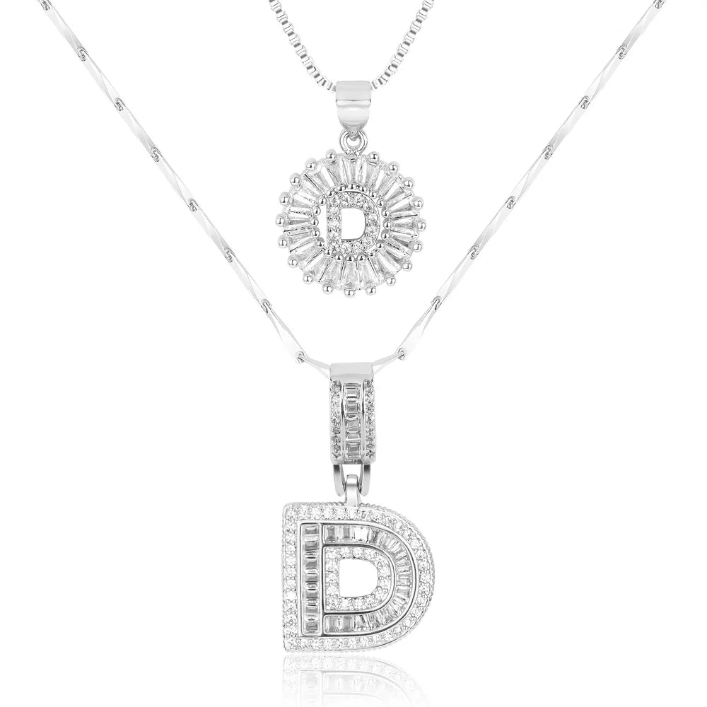 14k Diamond Initial Necklace Set
