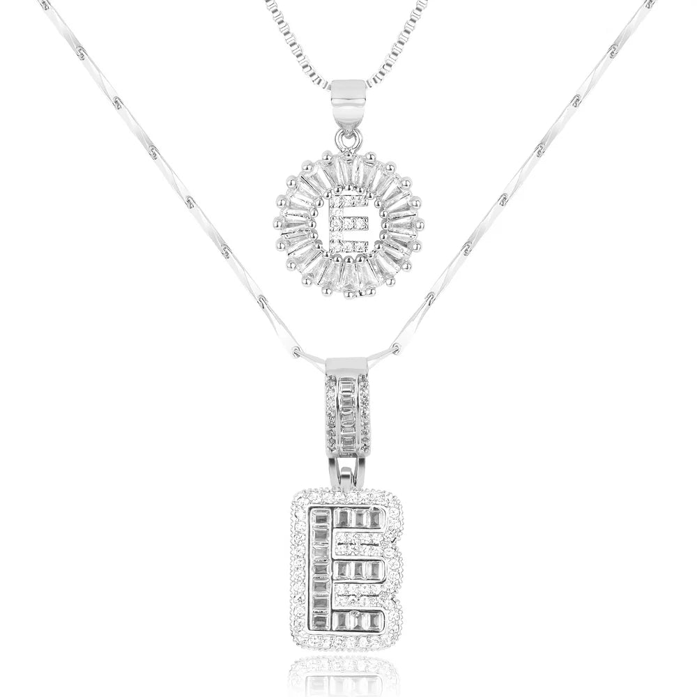 14k Diamond Initial Necklace Set