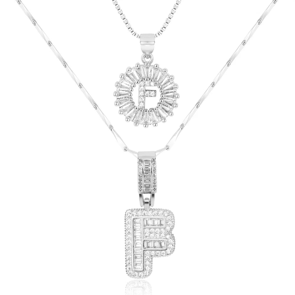 14k Diamond Initial Necklace Set
