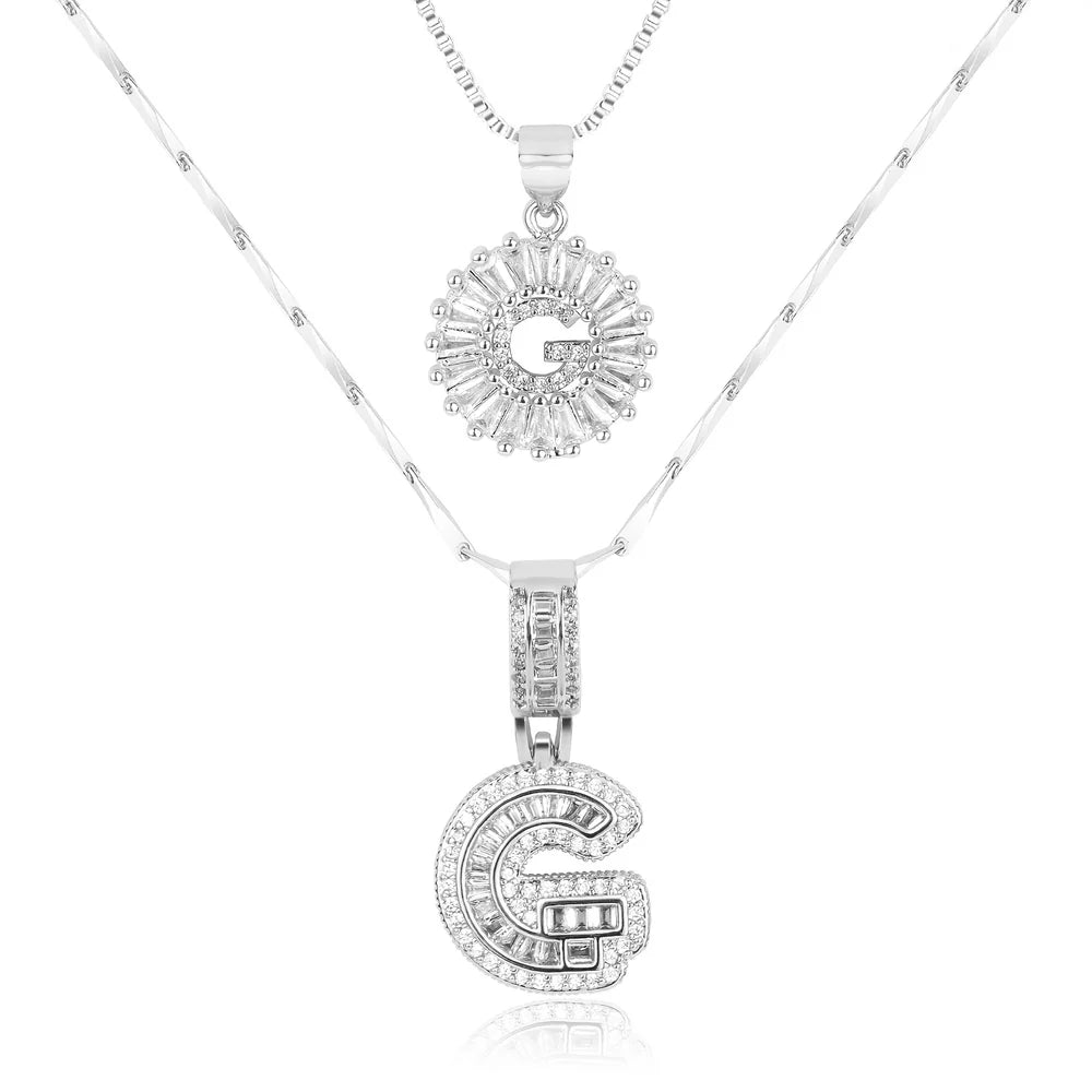 14k Diamond Initial Necklace Set