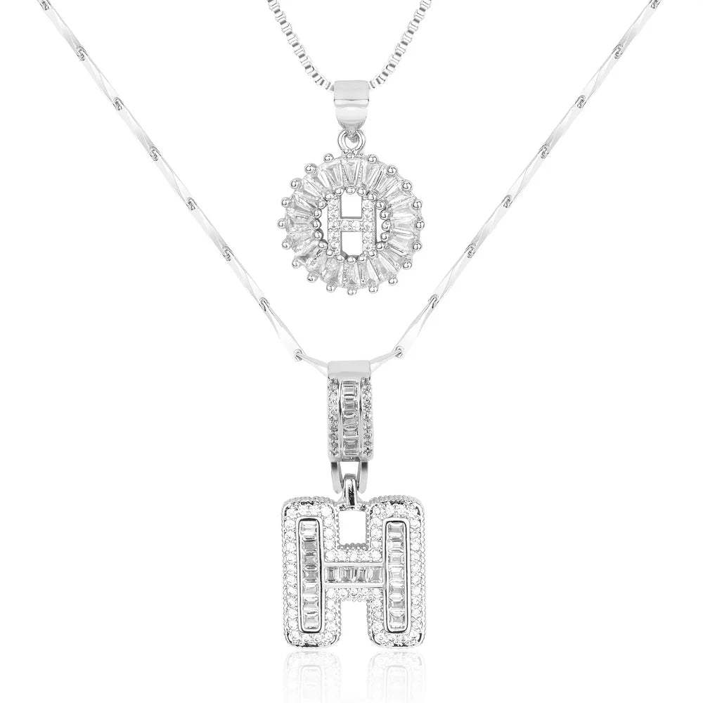 14k Diamond Initial Necklace Set