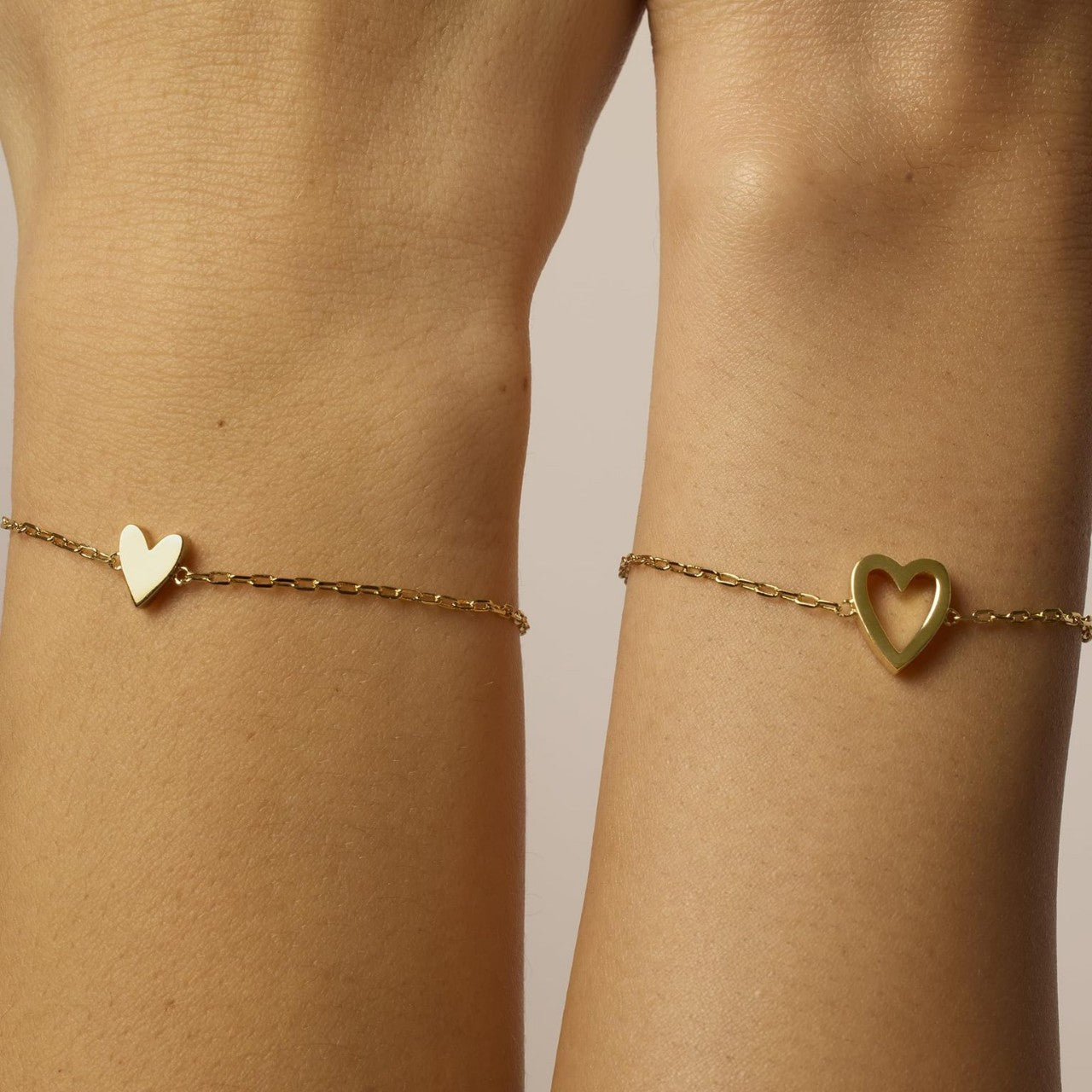 Matching Heart Bracelets Set