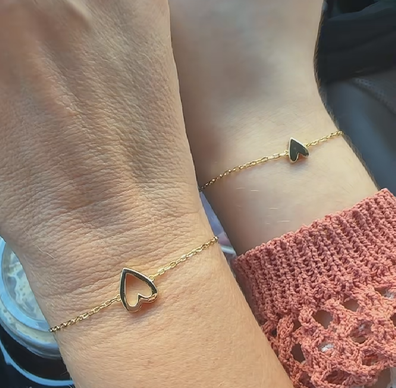 Matching Heart Bracelets Set