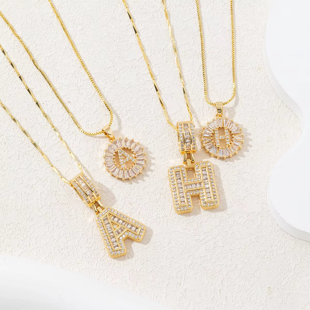 14k Diamond Initial Necklace Set
