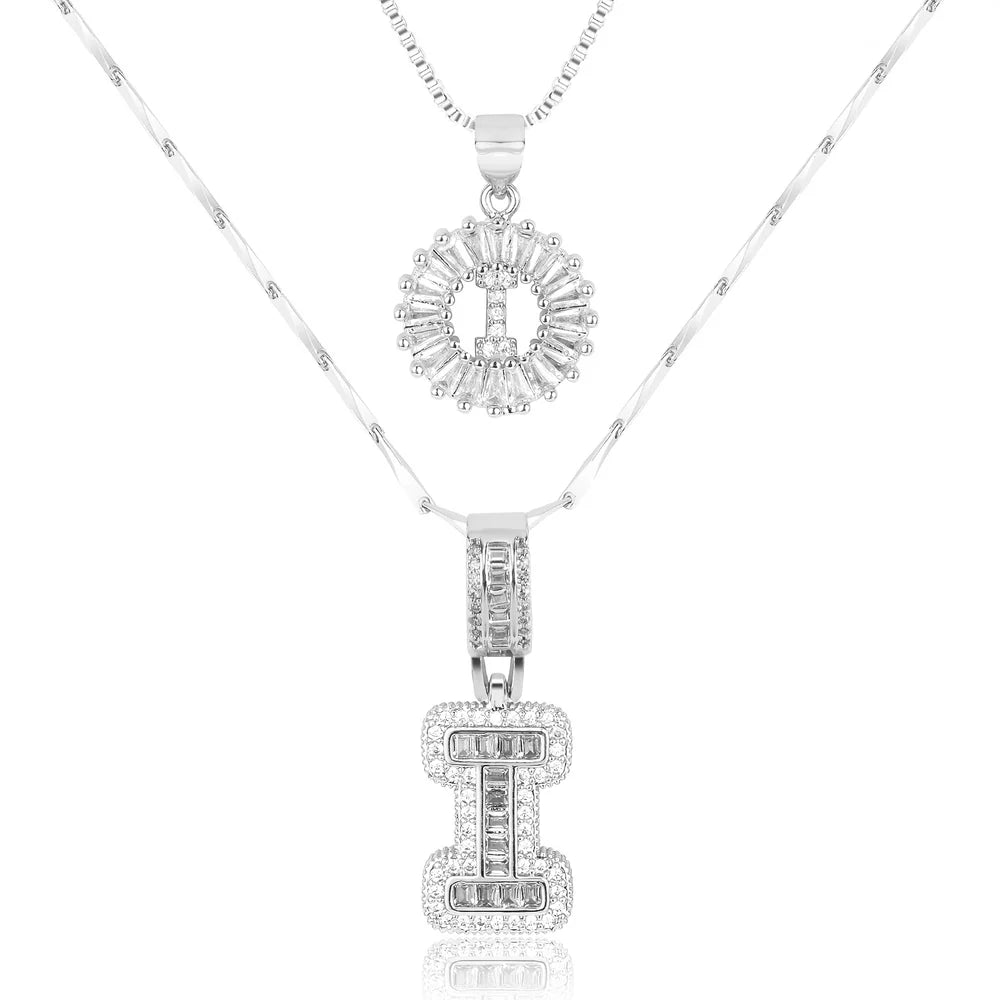 14k Diamond Initial Necklace Set