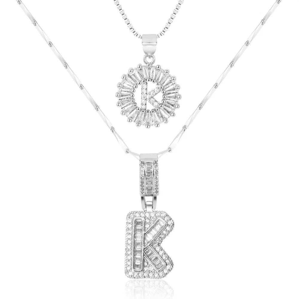 14k Diamond Initial Necklace Set