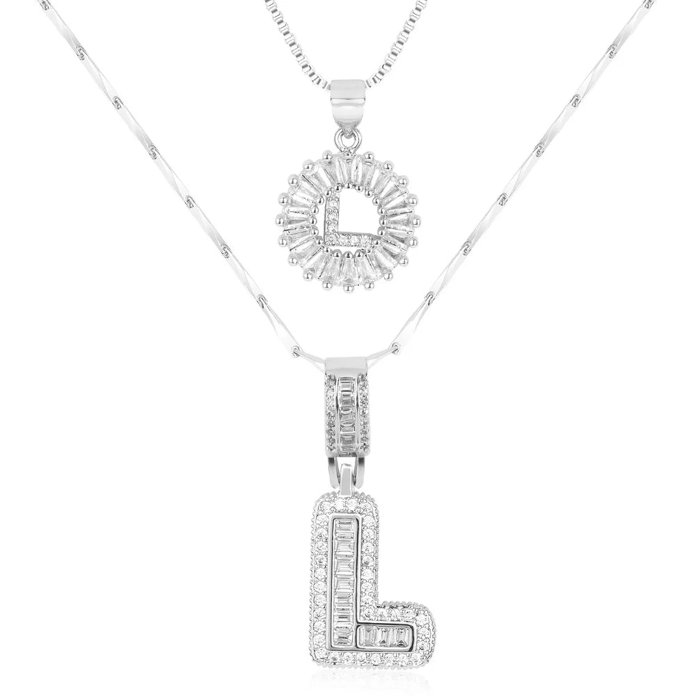 14k Diamond Initial Necklace Set