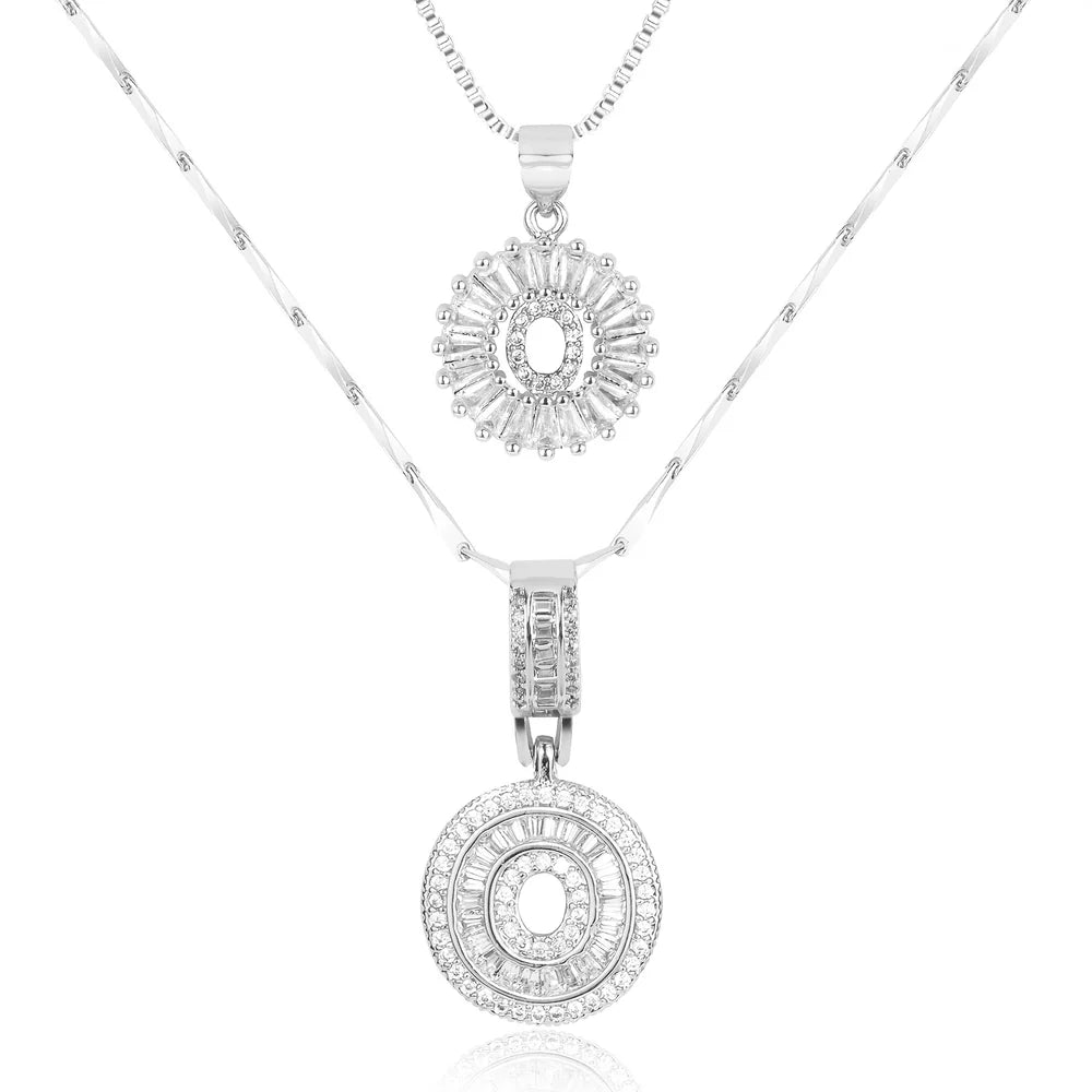 14k Diamond Initial Necklace Set