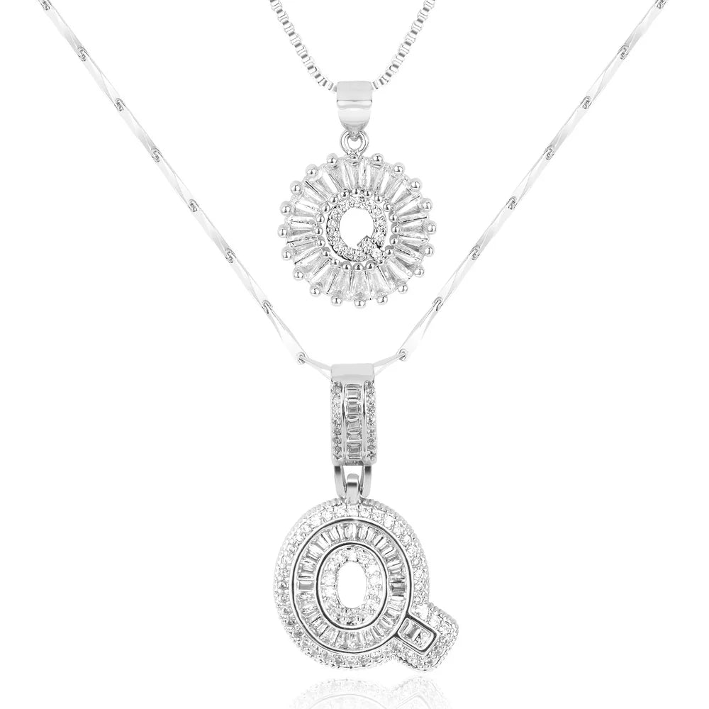 14k Diamond Initial Necklace Set