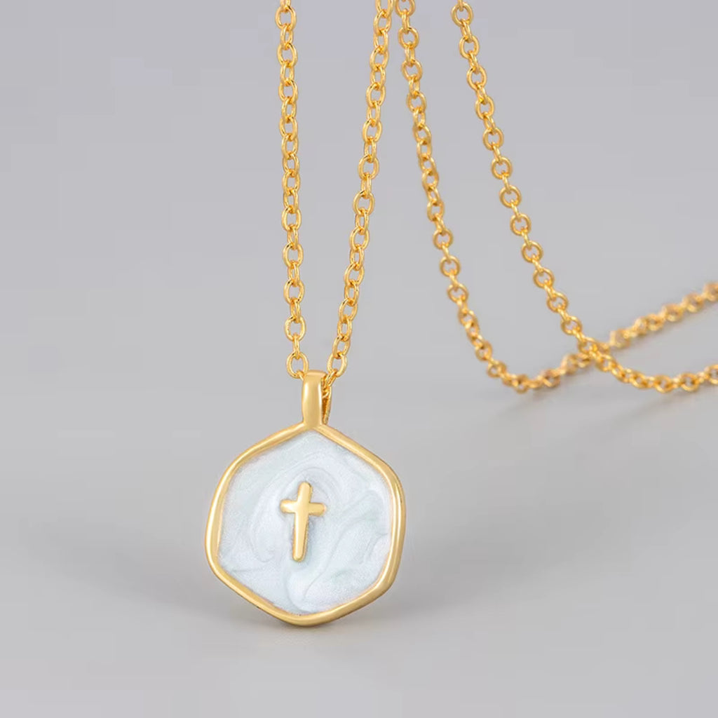 Enamel Cross Pendant Necklace