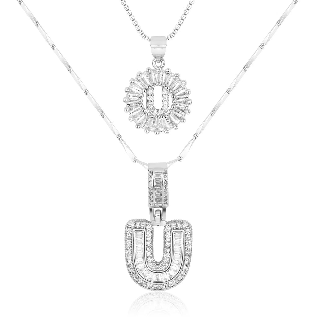 14k Diamond Initial Necklace Set