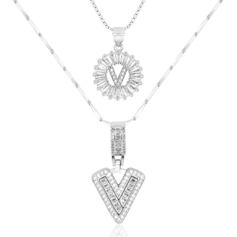 14k Diamond Initial Necklace Set
