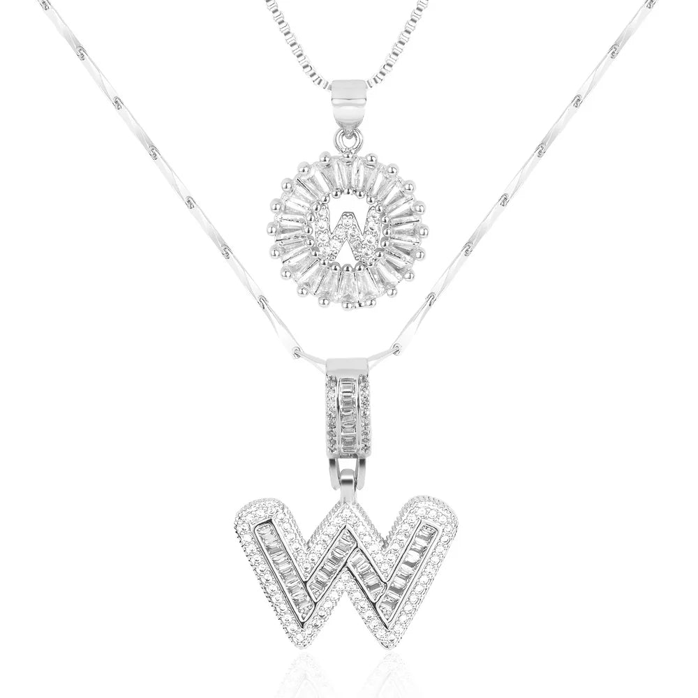 14k Diamond Initial Necklace Set