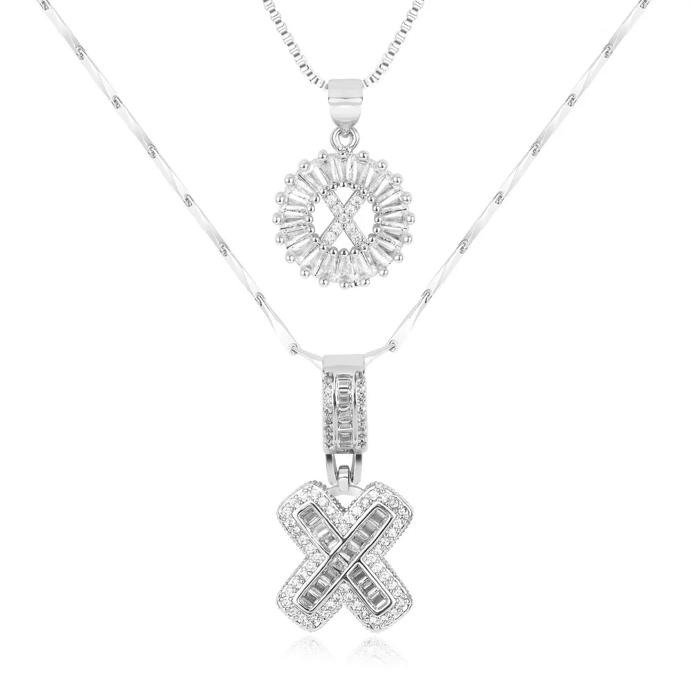 14k Diamond Initial Necklace Set
