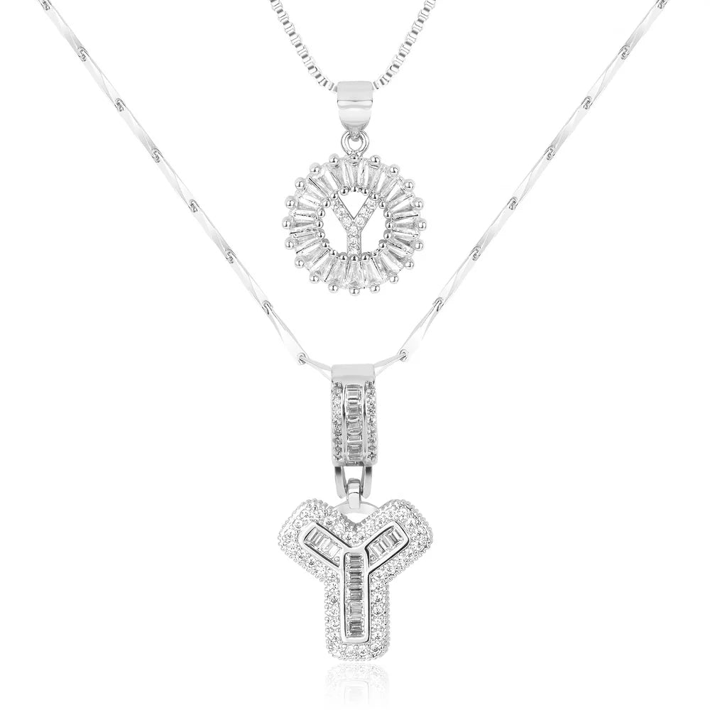 14k Diamond Initial Necklace Set