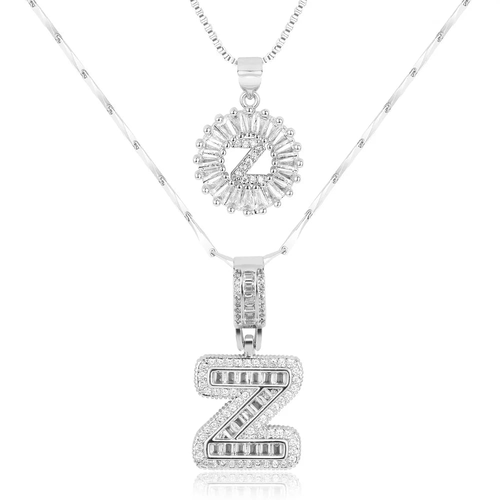 14k Diamond Initial Necklace Set