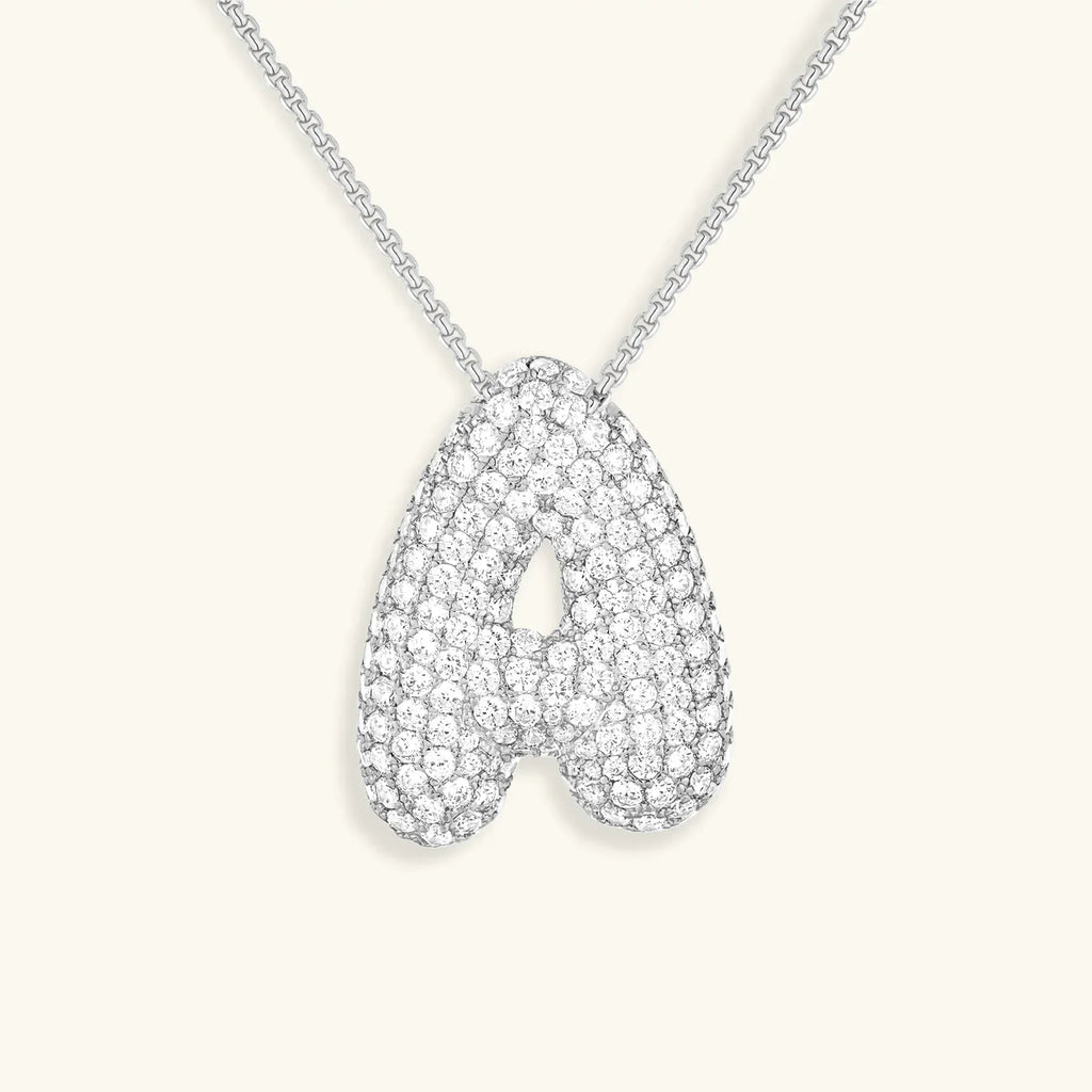 Bubble Initial Diamond Necklace