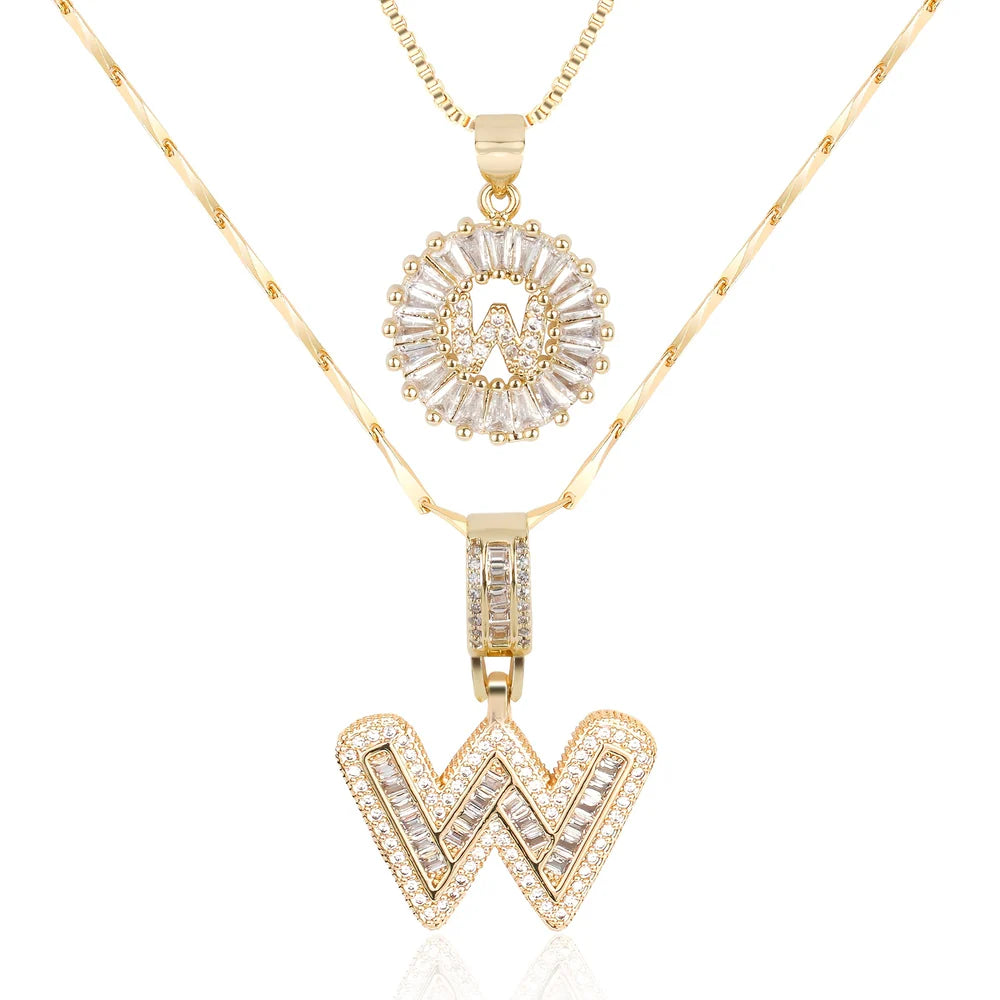 14k Diamond Initial Necklace Set
