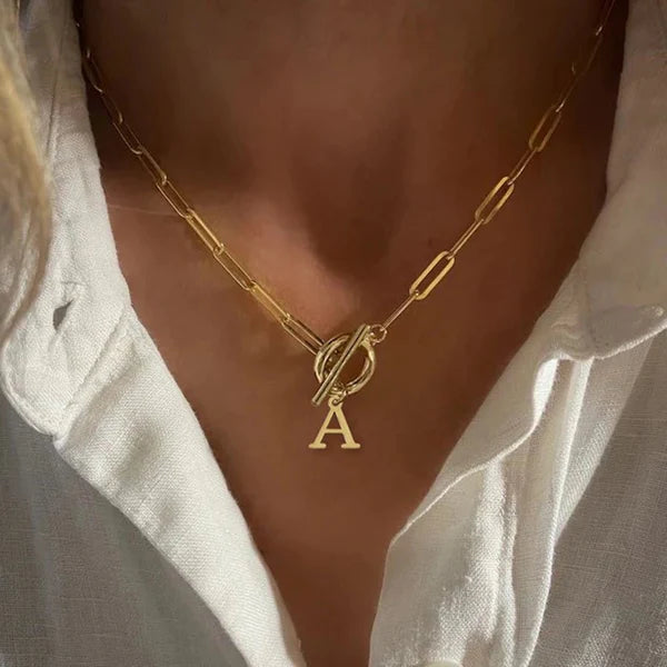Paperclip Initial Necklace