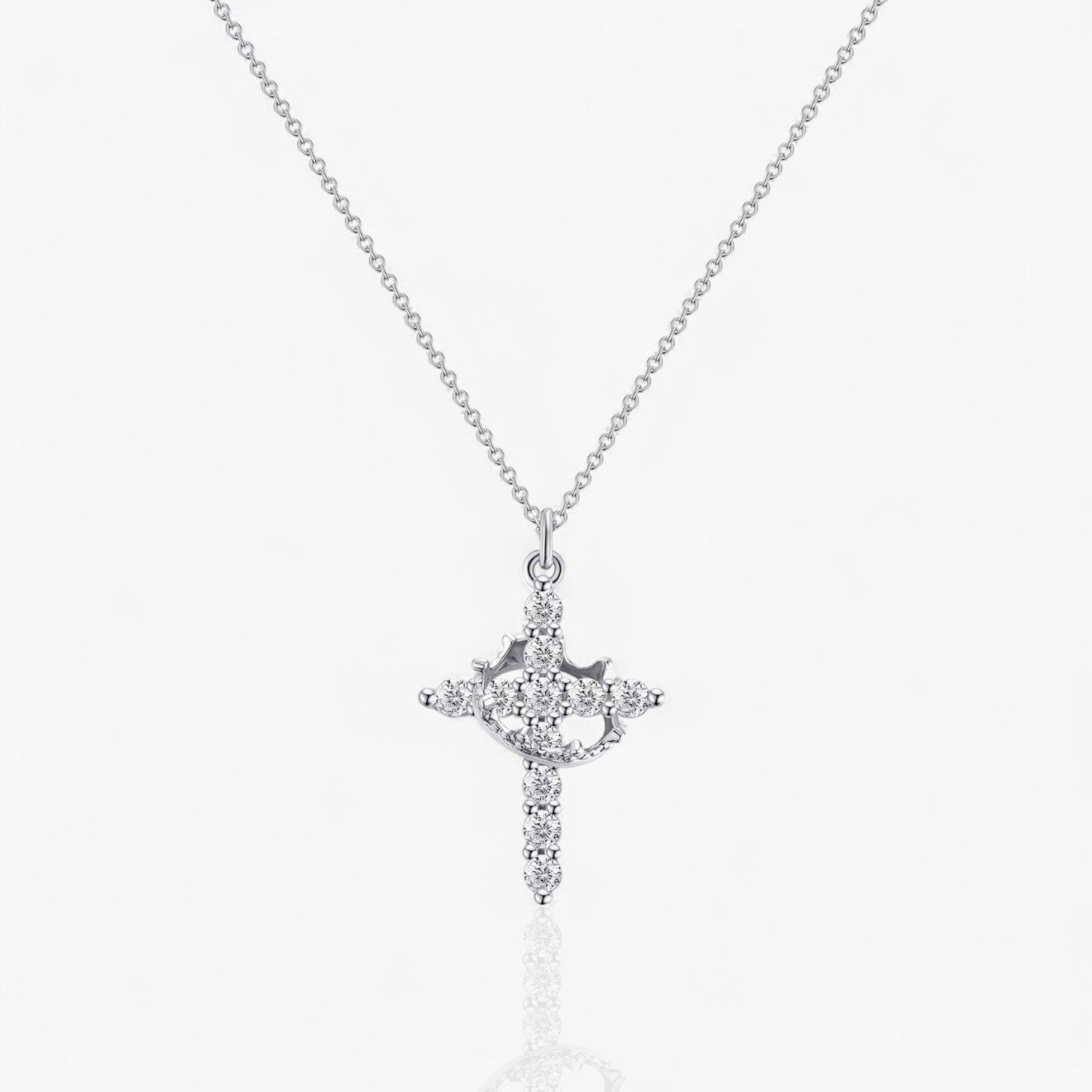 Cross and Crown Pendant Necklace