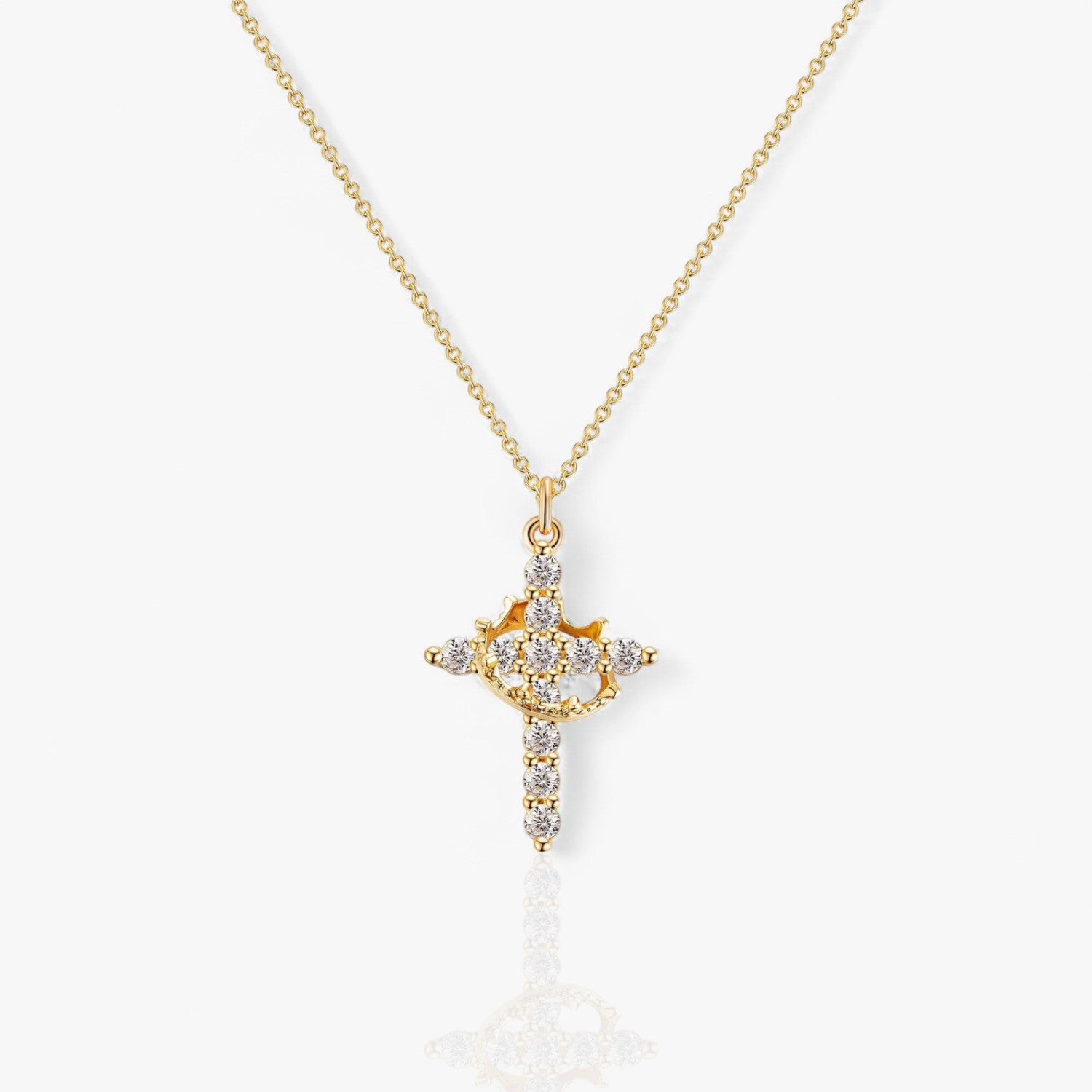 Cross and Crown Pendant Necklace