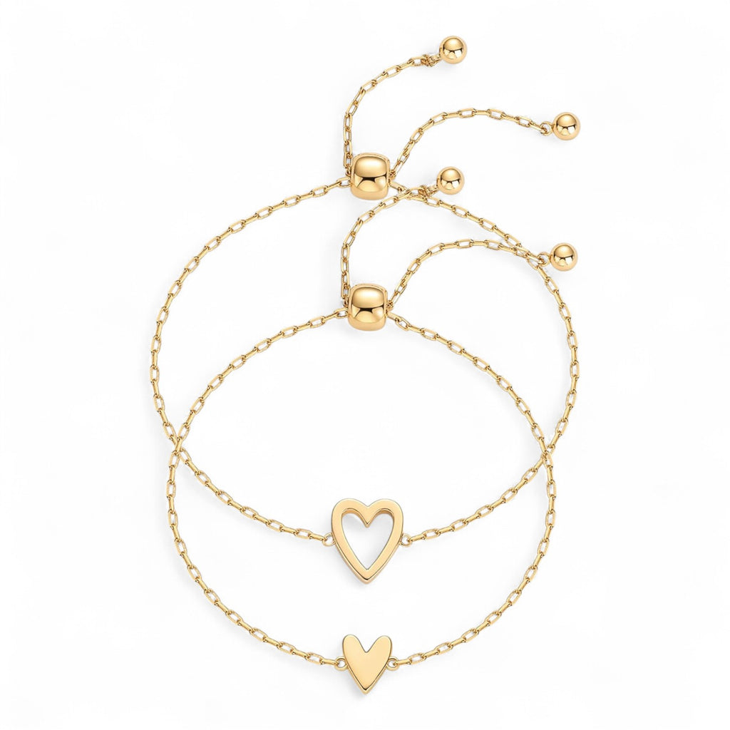 Matching Heart Bracelets Set