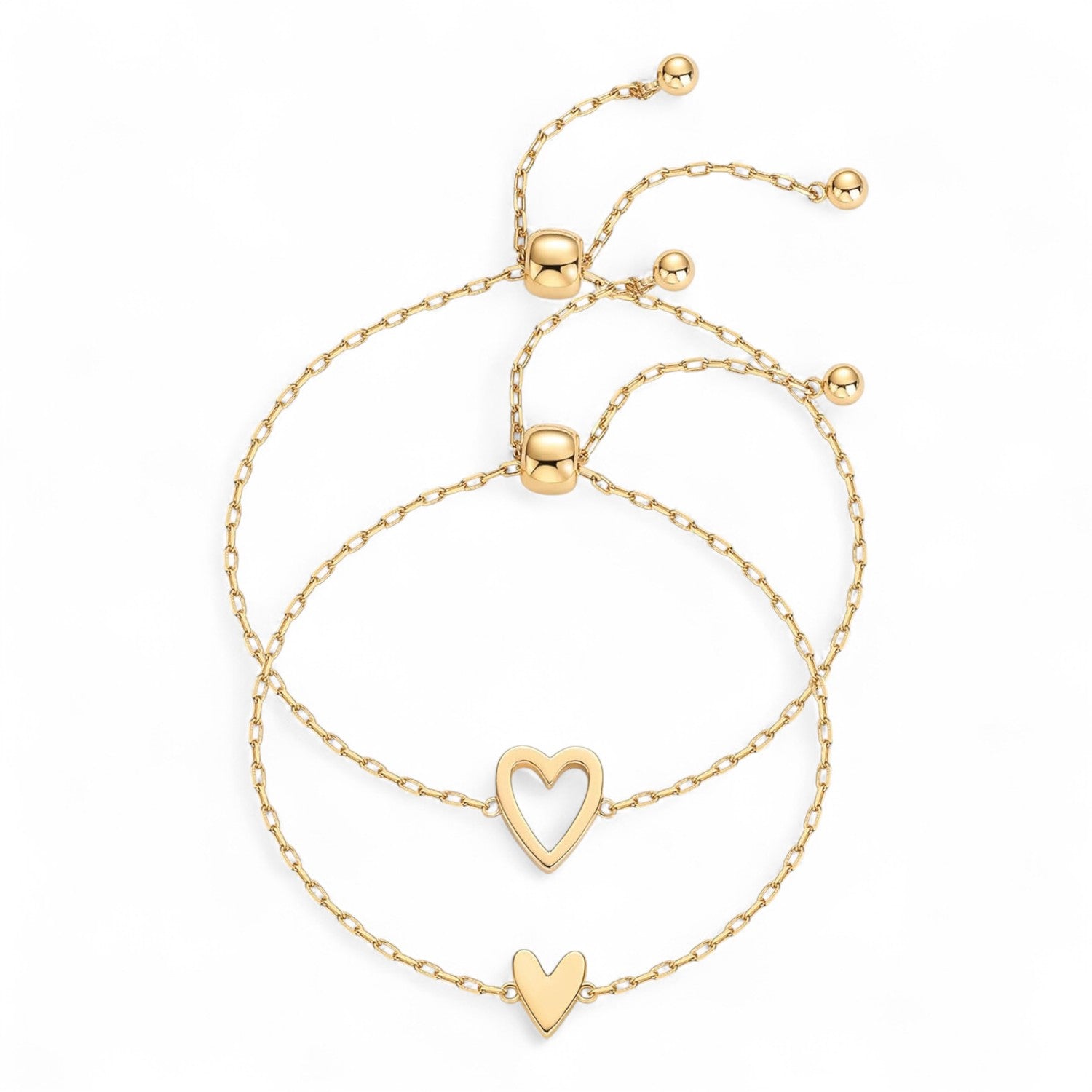 Matching Heart Bracelets Set