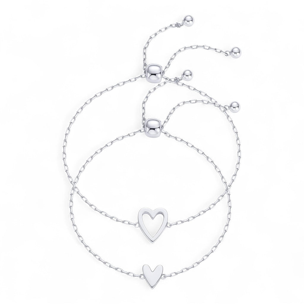 Matching Heart Bracelets Set