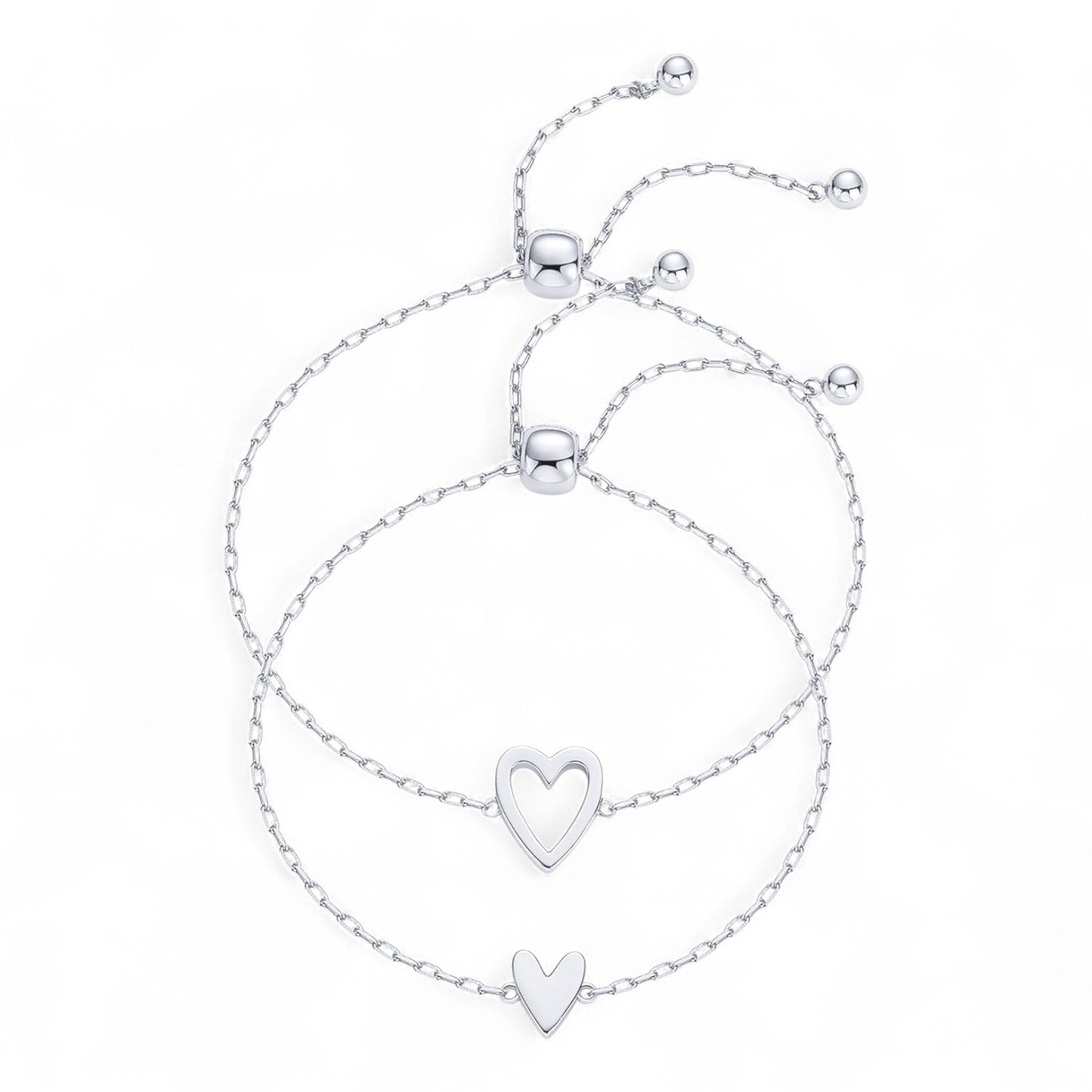 Matching Heart Bracelets Set